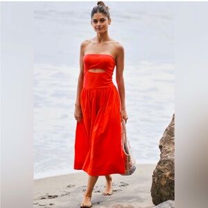 Anthropologie Stateside poplin strapless maxi dress